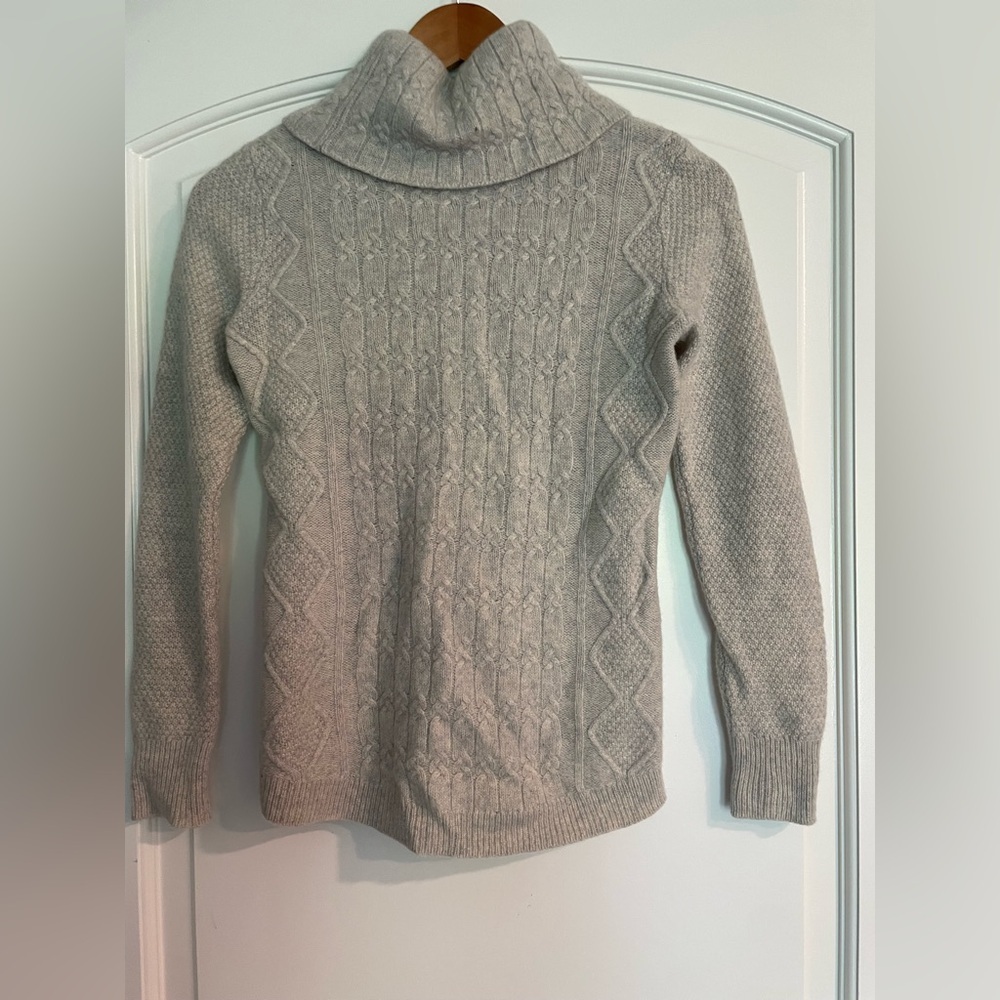 KENAR Beige Cashmere Cable-Knit Cowl Neck Pullover Sweater Women's S Long Sleeve - Picture 4 of 8